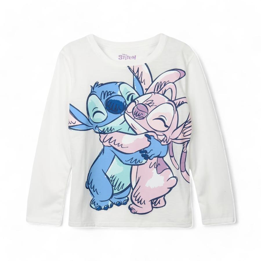 Polera Niñas TBC Lilo Y Stitch Manga Larga Blanco