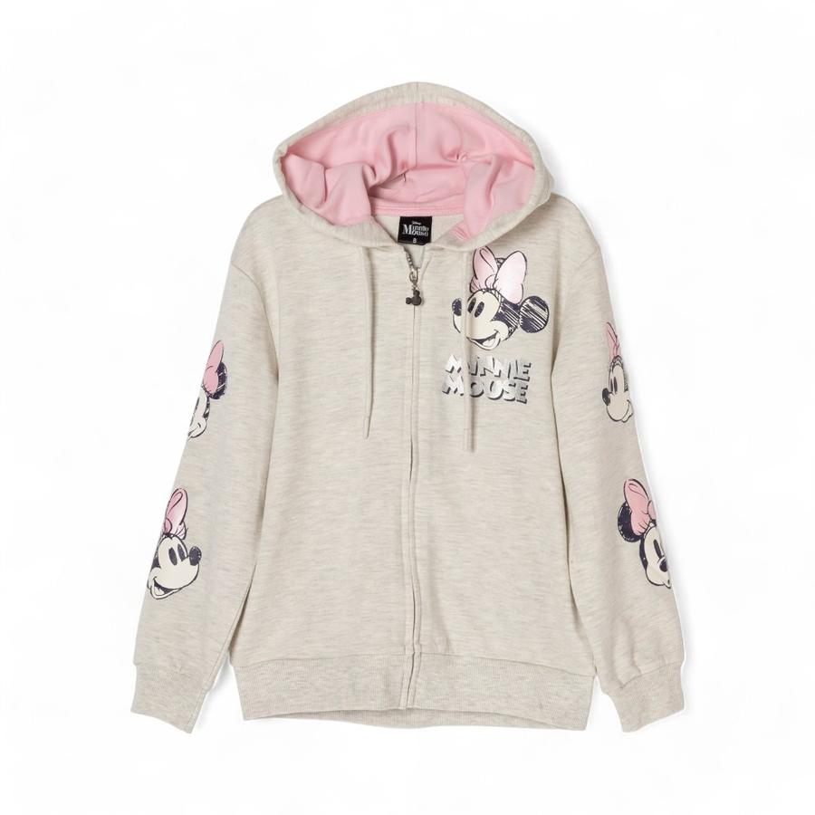 Polerón Infantil TBC Minnie Mouse Caras Full Zipper Gris