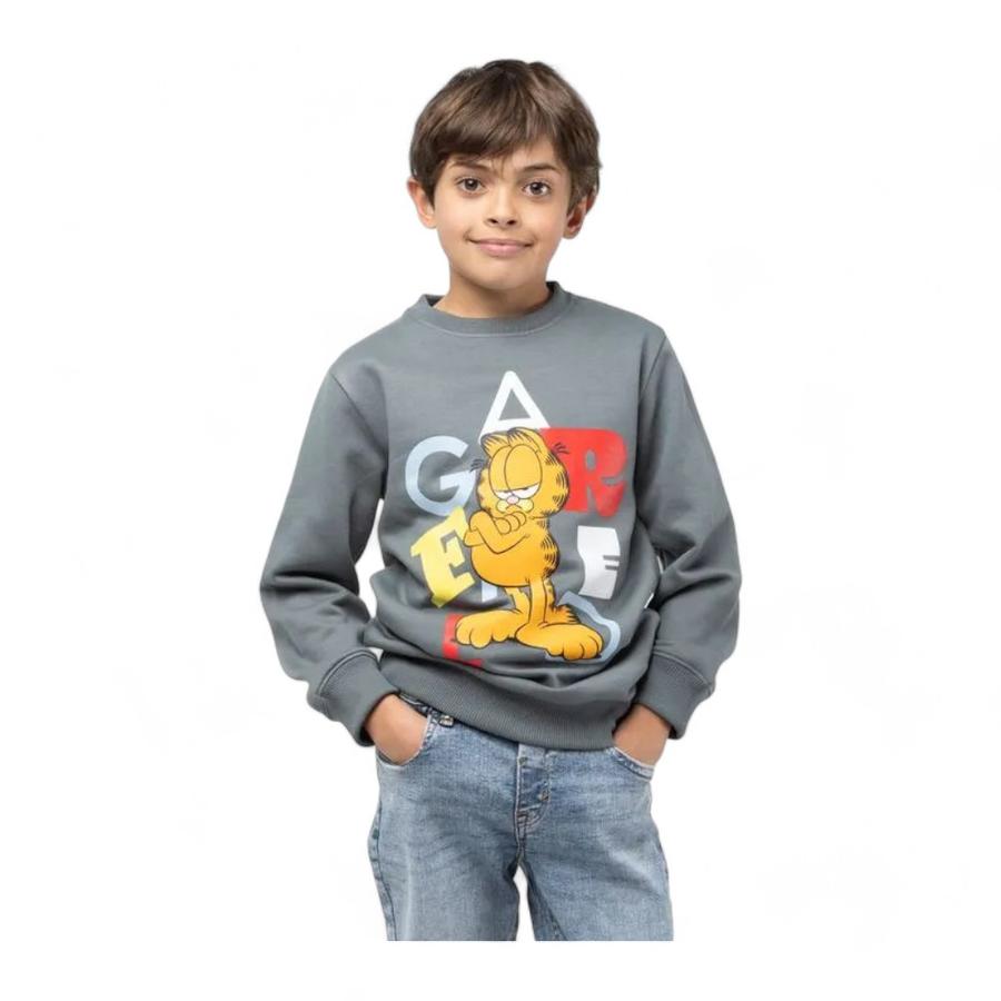 Poleron Cerrado Angry Garfield Niño TBC Gris