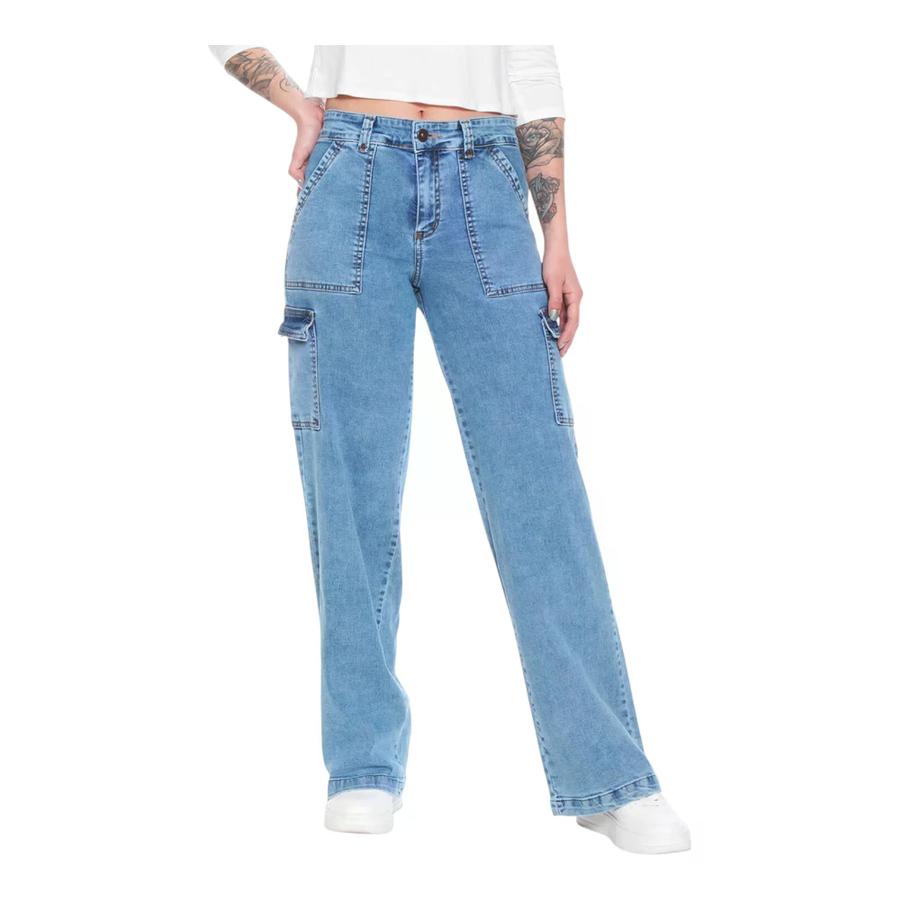 Jeans Slim Wados Mujer Tiro Alto Push Up Azul